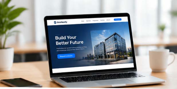 Professional custom business website design displayed on digital screens